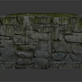 Rustic Stone Wall Structure with Moss Covered Natural Stone Blocks Architectural Design 3d model