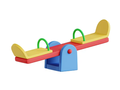 Colorful Children's Seesaw Toy With Yellow Seats Green Handles And Blue Base 3d model