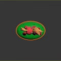 Red Pony Toy With Yellow Mane Tail Green Apple Logo On Green Base Orange Edge