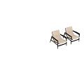 Two Modern Lounge Chairs With Beige Seats And Black Frames 3d model