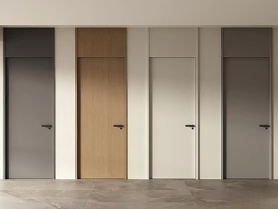 Modern Hinged Doors In Wooden Gray And White Tones For Home Interior Design 3d model