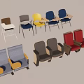 Multicolored Leisure Chairs With Various Styles Armrests And Side Tables 3d model