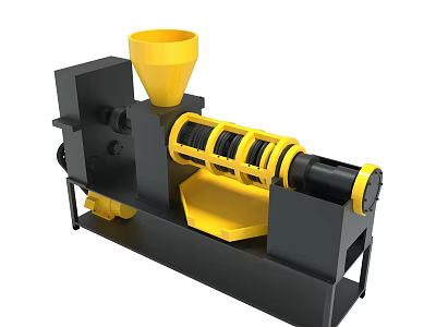 Black And Yellow Industrial Processing Machine With Hopper And Roller Parts 3d model