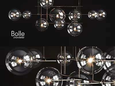 Elegant Modern Bolle Pendant Chandelier With Glass Globes And Metal Frame 3d model