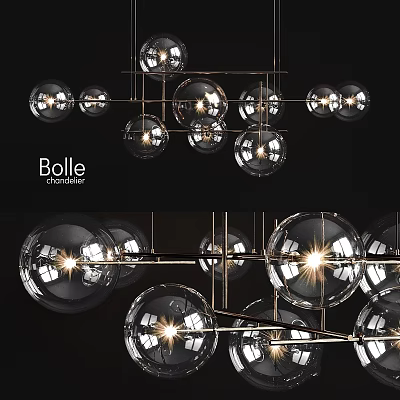 Elegant Modern Bolle Pendant Chandelier With Glass Globes And Metal Frame 3d model