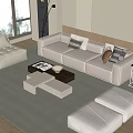 Modern sofa coffee table combination home 3d model