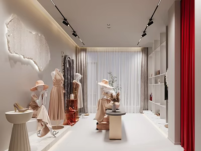 Elegant Modern Women Clothing Store Interior With Stylish Mannequins Display And Cozy Comfortable Shopping Atmosphere 3d model