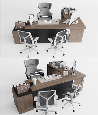 Modern Office Desk and Chair General Manager Office Desk and Chair Combination 3d model