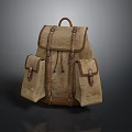 Vintage Canvas Backpack With Leather Straps Multiple Pockets And Classic Design