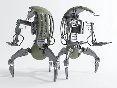 Advanced Smart Machines With Multiple Mechanical Legs And Metallic Robotic Design 3d model