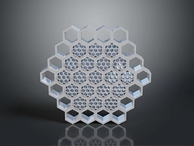 Hexagonal Honeycomb Structure With 3D Geometric Design And Transparent Elements 3d model
