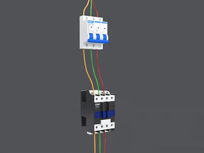 Home Electrical Switch Panel With Colored Wires And Circuit Breaker Installation 3d model