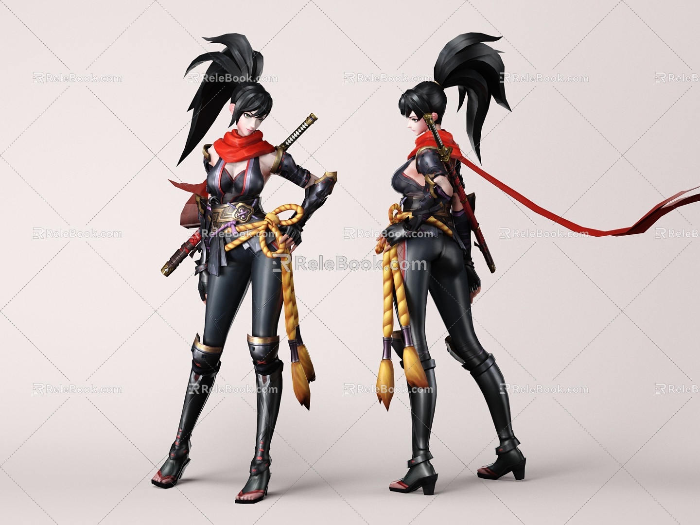 Assassin Ninja Female Assassin Female Warrior Leather Pants Women Sexy Beauty Game Character Cartoon Character 3d model