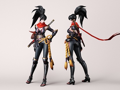 Assassin Ninja Female Assassin Female Warrior Leather Pants Women Sexy Beauty Game Character Cartoon Character 3d model