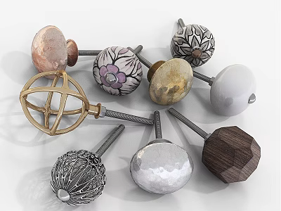 Various Decorative Door Knobs With Different Shapes Materials And Unique Designs 3d model
