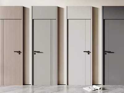 Modern Swing Doors Interior Design With Sleek Panels Black Handles And Various Colors 3d model