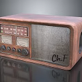 Vintage Electronic Radio With Wooden Case Knobs And Retro Dial Design
