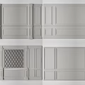 Modern Gray Wall Panel Designs With Decorative Molding And Soft Upholstered Sections 3d model