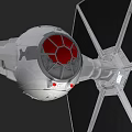 Detailed TIE Fighter Model With Hexagonal Wings And Red Cockpit Accent