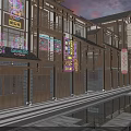 Chinese Style Commercial Street At Evening With Neon Signs Traditional Windows And Water Reflections