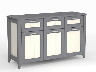 Gray Wooden Storage Cabinet With Drawers And Doors Simple Design For Home Storage 3d model