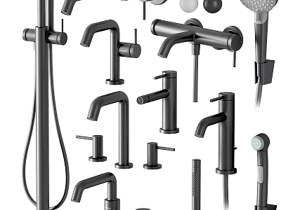 Modern Black Faucet Collection With Various Designs For Kitchen Bathroom Shower 3d model