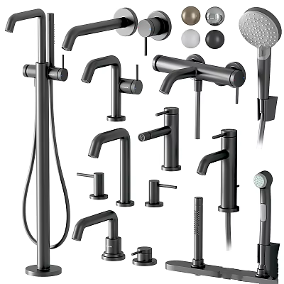 Modern Black Faucet Collection With Various Designs For Kitchen Bathroom Shower 3d model