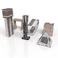 Architectural Models With Various Shapes Including Tower Rectangular And Pyramid Structures