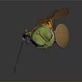 Frog Game Movie Character Wearing Golden Armor With Scarf Sword Shield And Blue Boots
