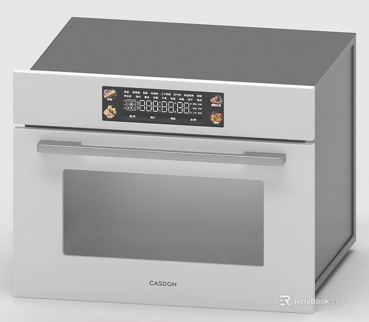 Modern Silver Kitchen Oven With Digital Display And Control Panel 3d model 