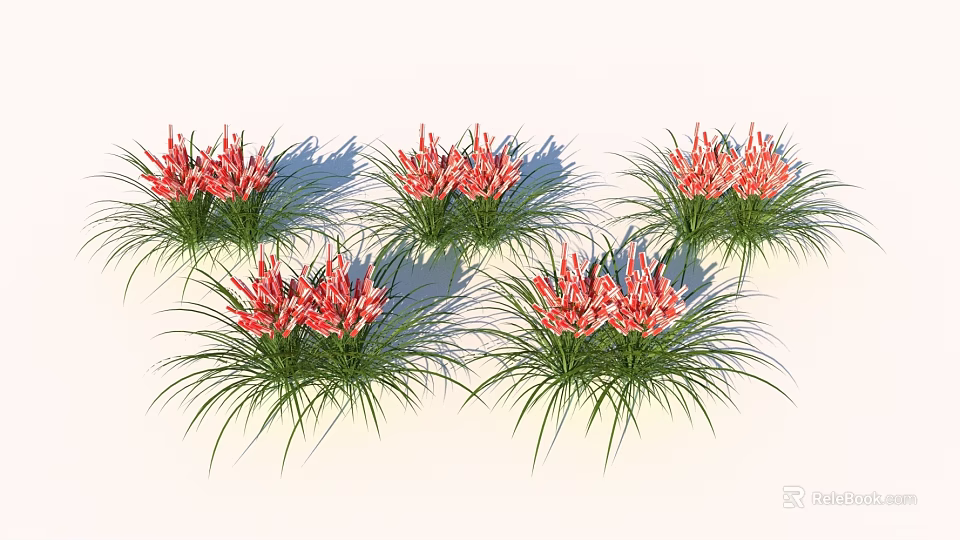 Clusters of Pink Flowers with Green Leaves in Decorative Garden Arrangement 3d model 