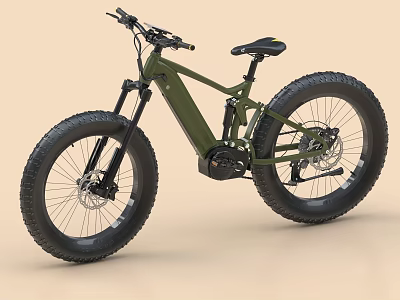 Electric Green Fat Tire Bicycle With Mountain Style Off Road Design 3d model