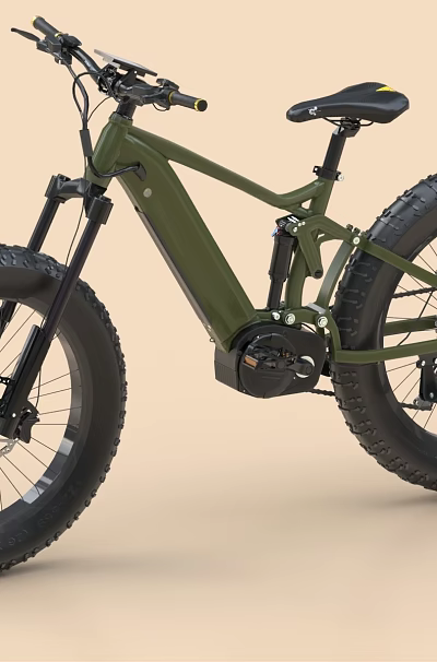 Electric Green Fat Tire Bicycle With Mountain Style Off Road Design 3d model