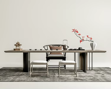 New Chinese Tea Table and Chair Tea Table and Chair Combination 3d model
