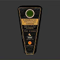 Authentic Pecorino Romano Cheese In Black And Gold Packaging With Green Label