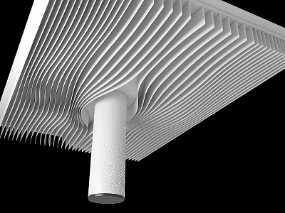 Modern Ceiling Design With Wavy Decorative Lines And Central White Column 3d model