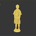 Boy Scout Standing on White Platform With Blue Shirt Neckerchief and Shorts