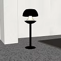 Modern Outdoor Light with Black Pole and White Black Shade on Stone Pavement