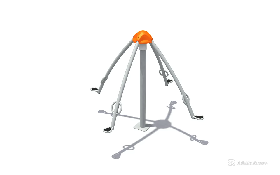 Outdoor Multi Arm Fitness Equipment With Orange Top And Metal Pedal Grips 3d model 