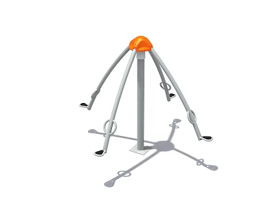 Outdoor Multi Arm Fitness Equipment With Orange Top And Metal Pedal Grips 3d model