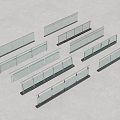 Modern Glass Railing Glass Fence Railing Fence Guardrail 3d model