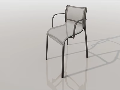 Modern Leisure Chair With Black Frame Transparent Gray Mesh And Armrests 3d model