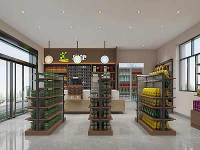 Supermarket Department Store Interior Featuring Well Arranged Shelves Various Products And Bright Lighting 3d model