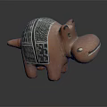 Unique Hippo Shaped Ceramic Furniture Figurine With Black White Patterns