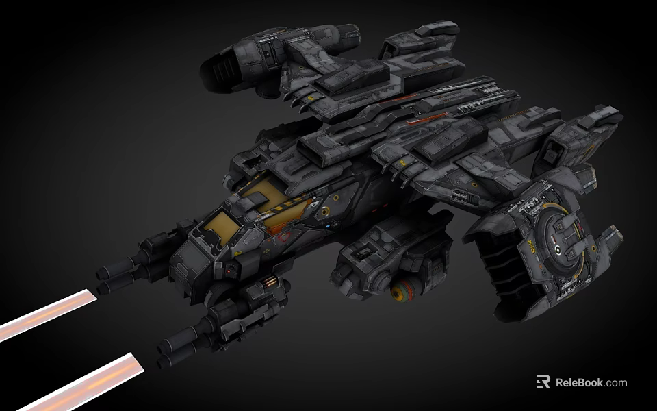 Futuristic Sci Fi Spaceship 3D Render With Mechanical Details And Laser Beams 3d model 