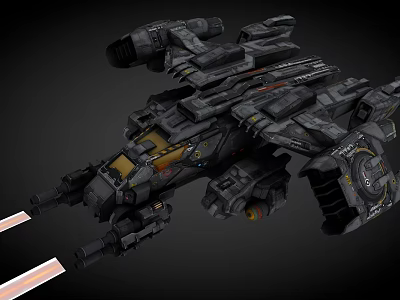 Futuristic Sci Fi Spaceship 3D Render With Mechanical Details And Laser Beams 3d model