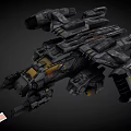 Futuristic Sci Fi Spaceship 3D Render With Mechanical Details And Laser Beams