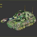 Modern Military Tank With Green Camouflage Tracks Cannon And Antennas