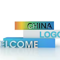 3D China Logo Design With Welcome Text In Colorful Modern Style