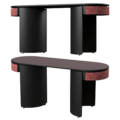 Modern Stylish Dressing Table With Black Frame Pink Red Accents And Curved Top Design 3d model
